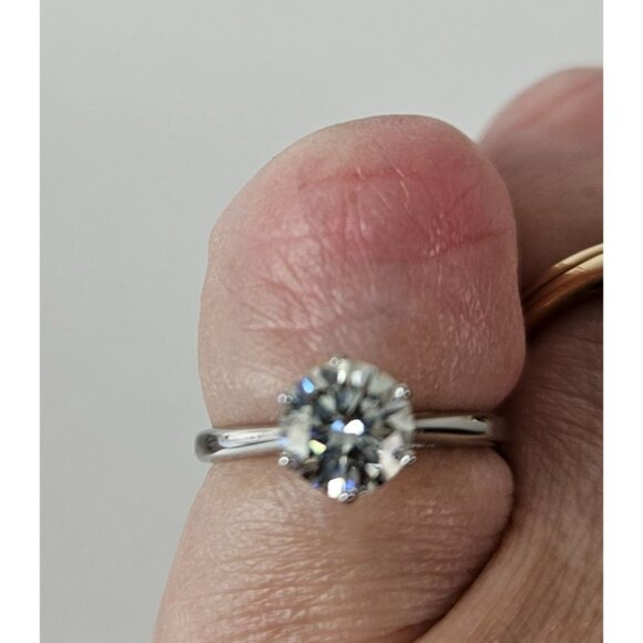 Sterling Silver Solitaire Moissanite Ring With Certification Elegant Engagement - Picture 5 of 7
